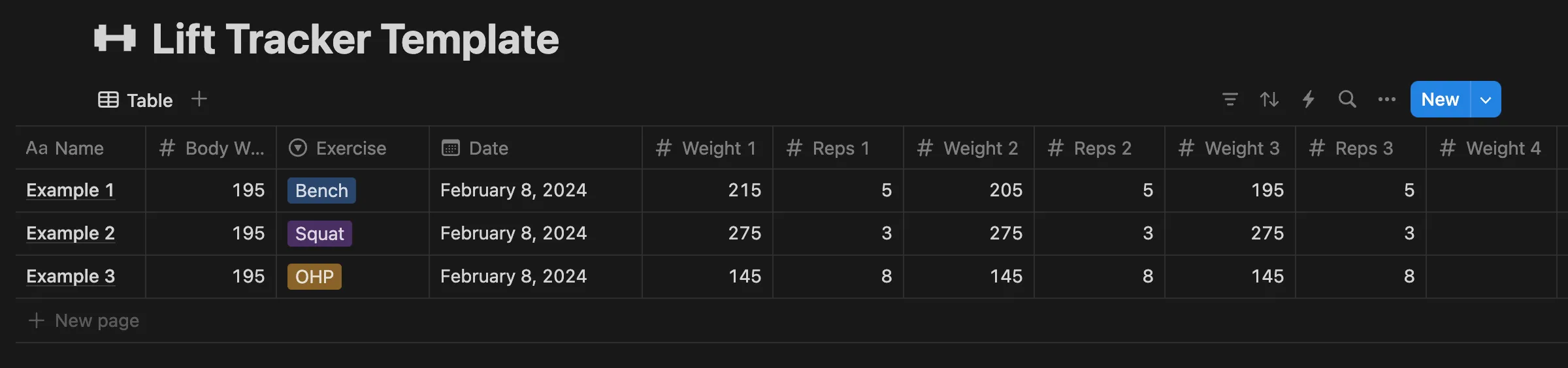 Lift Tracker Notion Template