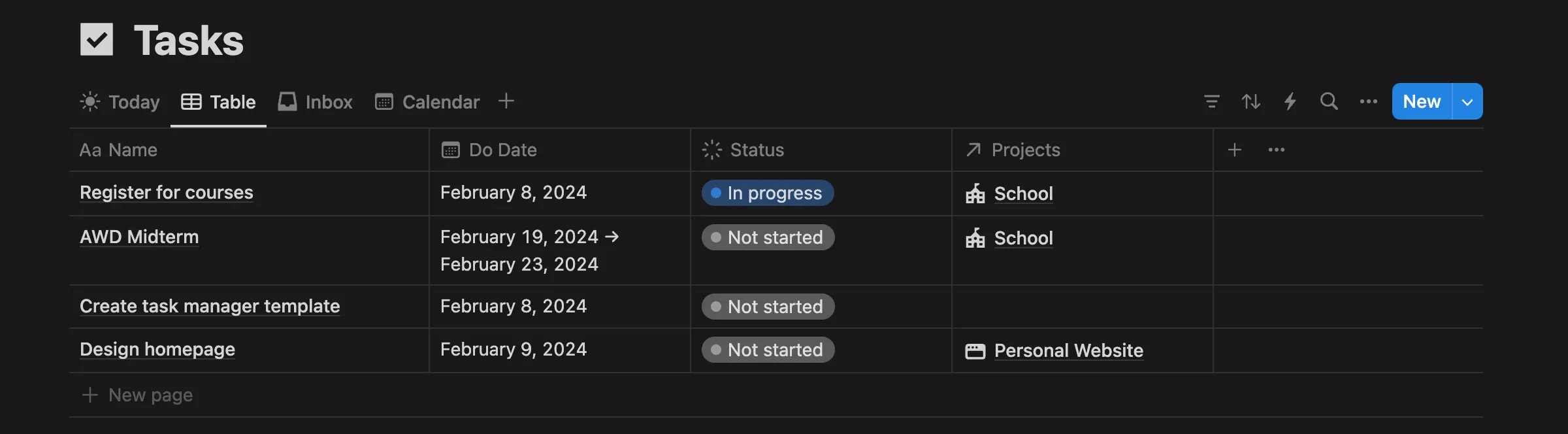 Task Manager Notion Template